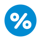 HR Piktogramm von SALESIANER zeigt den Benefit „Prozent“ - Symbol für vielfältige Rabatte und Prozentsätze bei verschiedenen Plattformen für MitarbeiterInnen