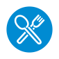 HR Piktogramm von SALESIANER zeigt den Benefit „Lunch“ - Symbol für kostenlose oder vergünstigte Mittagessen in Wien für MitarbeiterInnen